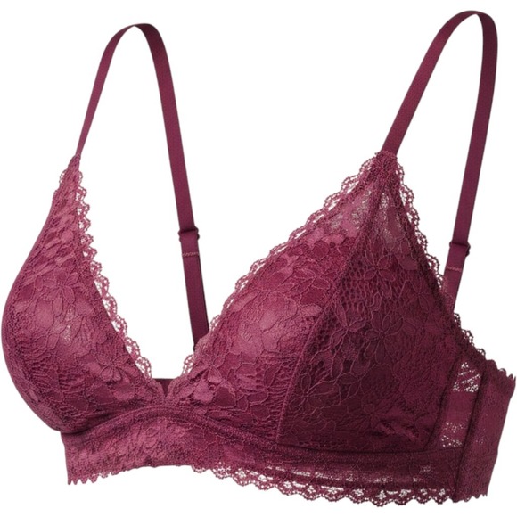 Victoria's Secret Other - Victoria's Secret Lace Wireless Triangle Bra Berry Size L